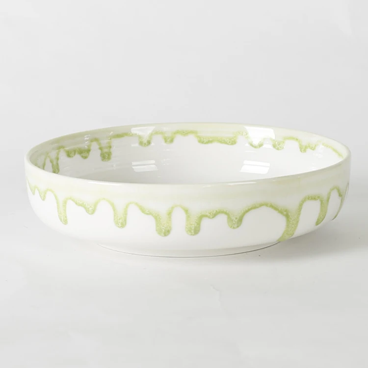 Creative design green flowing glaze novelty ceramic coffee mug for coffee shop