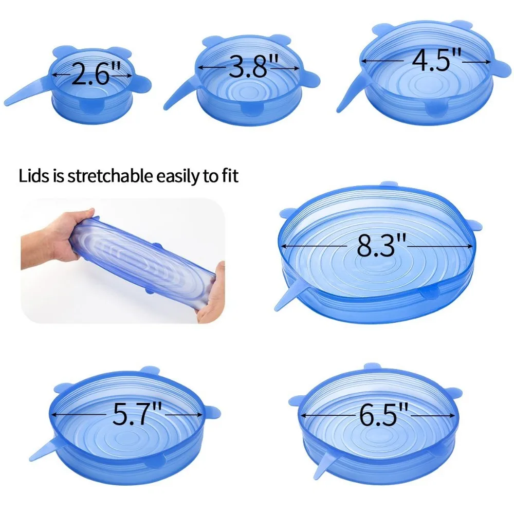 Silicone Stretch Lids Durable Stretch And Seal Lids For Keeping Food ...