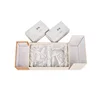 Bespoke Hot Stamping Gravure Printing Art Paper Ivory White Double Open Compartment Rectangle Paper Gift Box With Silk Lining
