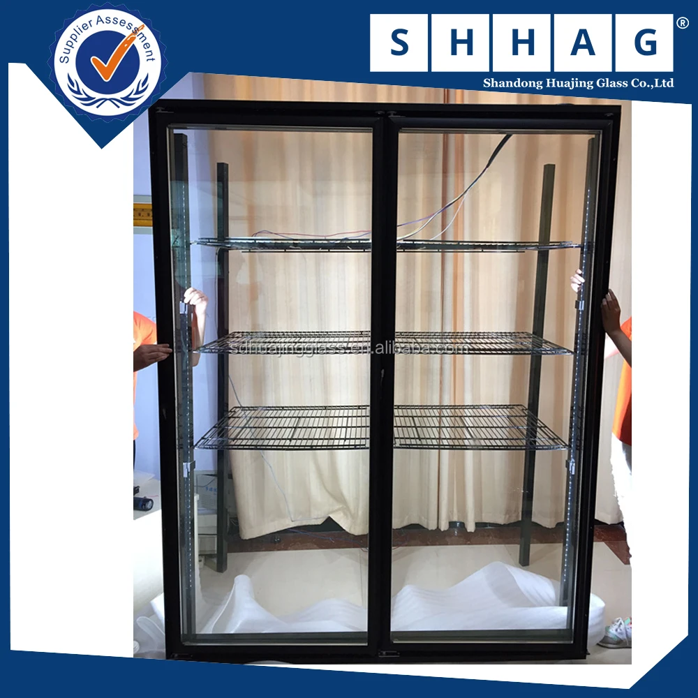 T8 lighting aluminum frame cooler glass door for Mexican refrigerator glass door