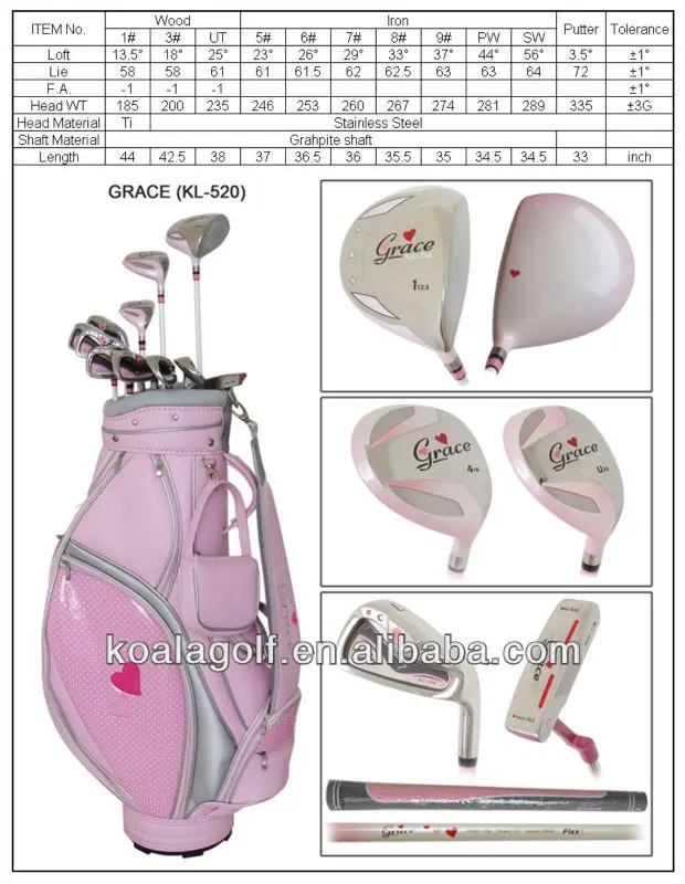 Japanese Custom Brand Lady Pink Golf Club Complete Full Set For Women