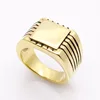 Simple design Custom Charm Titanium Signet Solid Square Ring For Mens