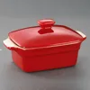 UNICASA Wholesale Rectangle Square Stoneware Ceramic Casserole With Lid set