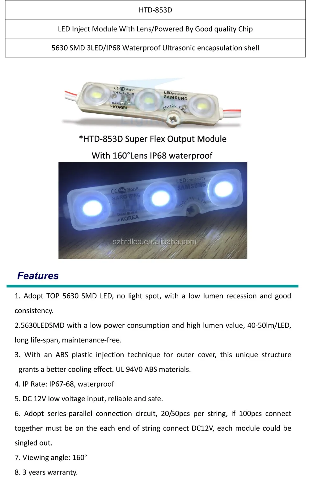 5630 3LED SMD Module ABS Injection Waterproof LED Light with Sign Storefront 