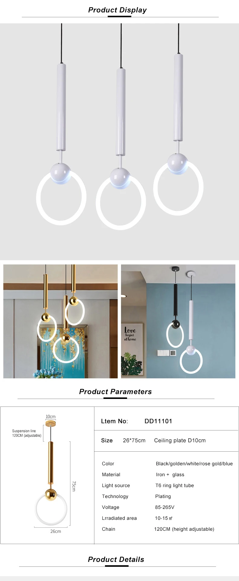 New Designs Indoor Decorative Indoor restaurant Fashion Pendant Lamp