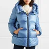 Women winter high-shine technical fabric Quilted-down jacket light blue color Lightweight coat