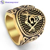 316L Surgical Stainless Steel Stain Blush Masonic AG Gold Ring Jewelry