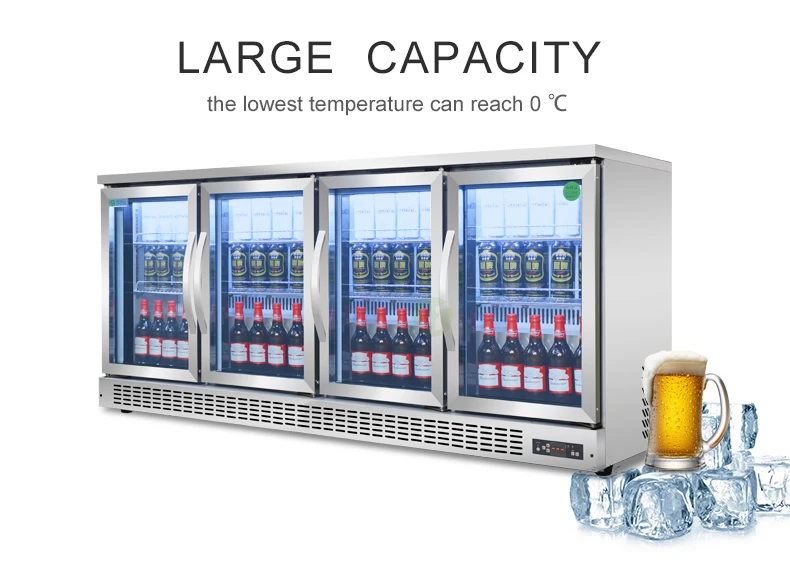 4 Glass Door Counter Top Beer Cooler Fridge Refrigerating Showcase For