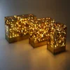 infinity led golden mirror table sitting cube decoration