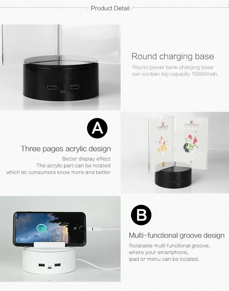 Newest Table Menu Power Bank Advertising Menu Charger With Phone Holder ...
