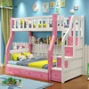 Multifunctional Bedroom Solid Wooden Bedroom Furniture Double Bed Pink Blue Brown White Bunk Bed With Desk For Kids