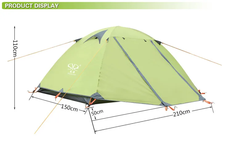 Ultralight 2 Person Waterproof Portable Double Door  storm proof  extreme weather mountaintop   4 season Camping alluminium tent