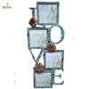 Large Antique Blue LOVE Shape Metal Photo Frame
