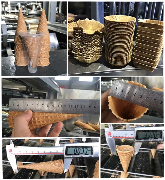 Industrial Full Automatic Cone Baking Production Line Rolled Biscuit Sugar Waffle Cone Maker Icecream Cone Machinery For Sale