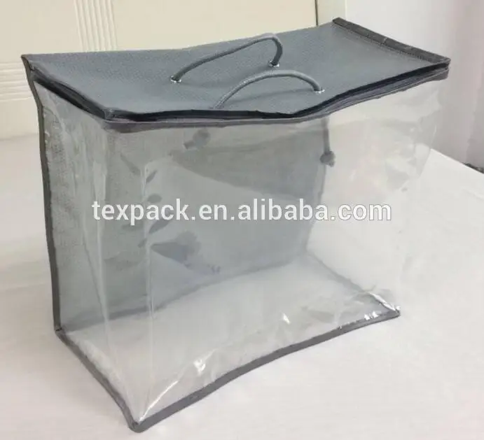 Plastic Clear Vinyl Comforter Bag Zipper Bed Quilt Blankets Clothes