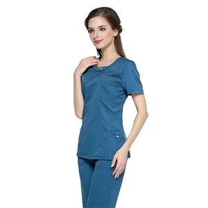 Solid color medical scrub uniform women hospital uniform Solid color medical scrub uniform women hospital uniform