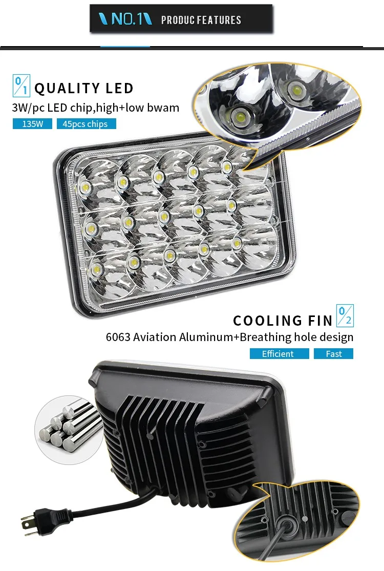 Cheapest 4x6 Led Headlight For Truck,Led High Beam Low Beam Head Light