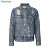 Wholesale slim boyfriend ripped denim jackets 2019 men's motorcycles fitted destroyed jean jacket