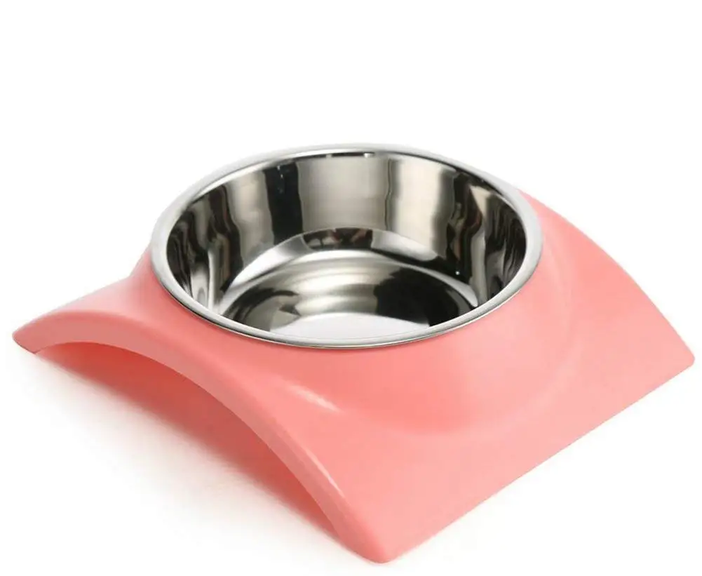 Yonger Arched Pet Dog Bowl Non-slip Stainless Steel Pet Bowl Food Water Dish Feeder Dog Bowl
