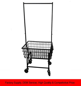 Cesto De Almacenaje De Ropa Sucia Con Carrito De Lavandería De Metal