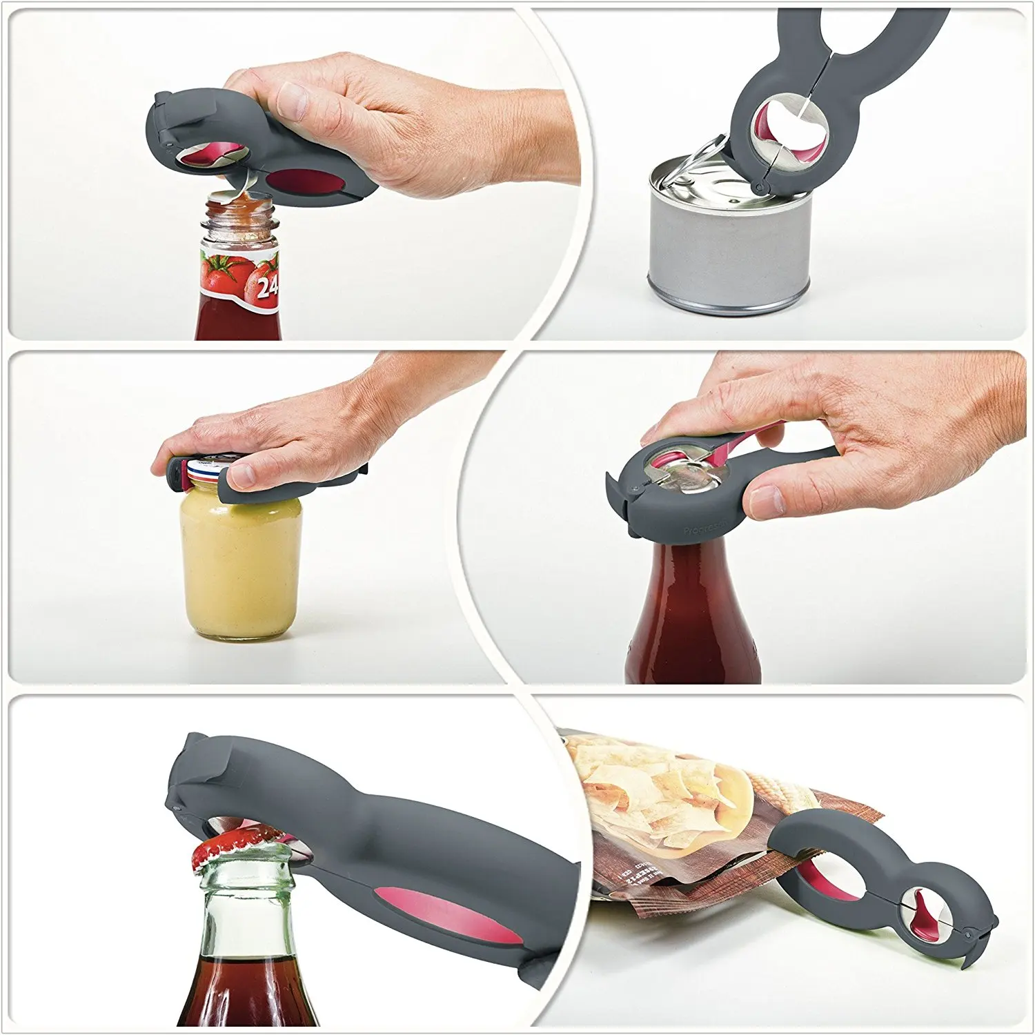 Creative 6-in-1 Safety Manual Kitchen /can Opener- Pull Tabs,Bottle ...