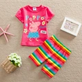 New 2016 High Quality Summer Baby Girls peppa pig Clothes Sports Suit Short Sleeve T shirt