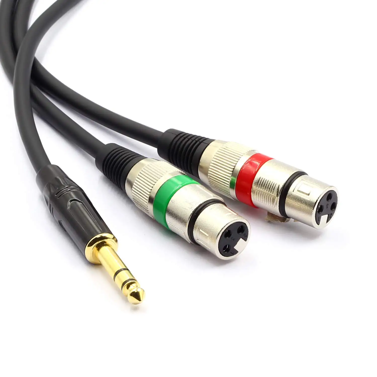 Tisino Dual Xlr Female To 635mm Trs Stereo Male Y Adapter Patch Cable Unbalanced Double Xlr To 1151