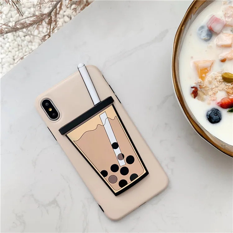 3D Cute Pearl Milk Tea Silicone Phone Case For iPhone 11 Pro MAX