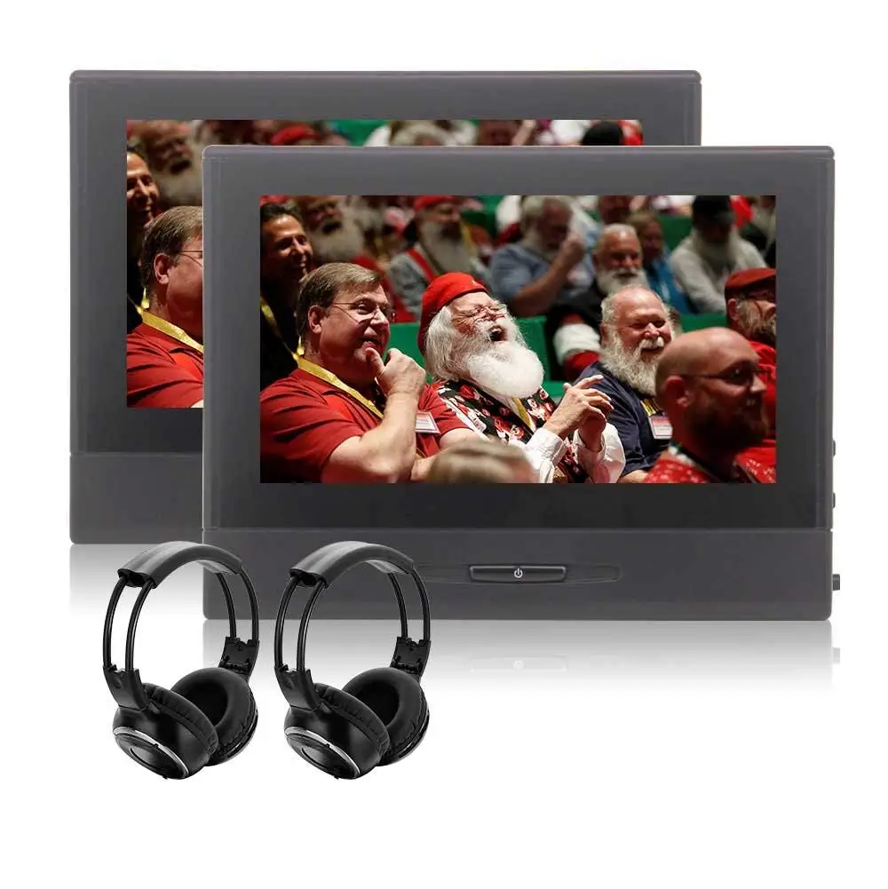 2 x IR Headphones Included! EinCar Dual Screen Car Headrest DVD Player with 10.1 Inch TFT LCD Screen Support 1080P Video FM Transmitter USB SD AV Input & Output