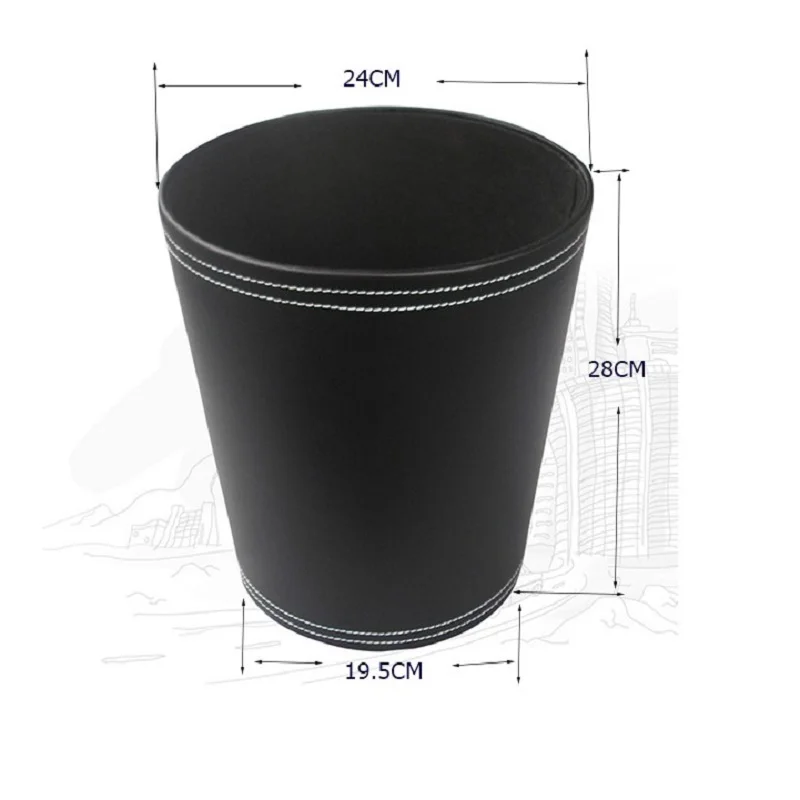 Details about   Grey Round Household Open Top Leather Paper Dust Garbage Trash Waste Bin 