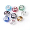 PandaHall Pearlized Glass Rondelle Beads European Beads Large Hole Beads with Silver Brass Double Cores Faceted Mixed Color