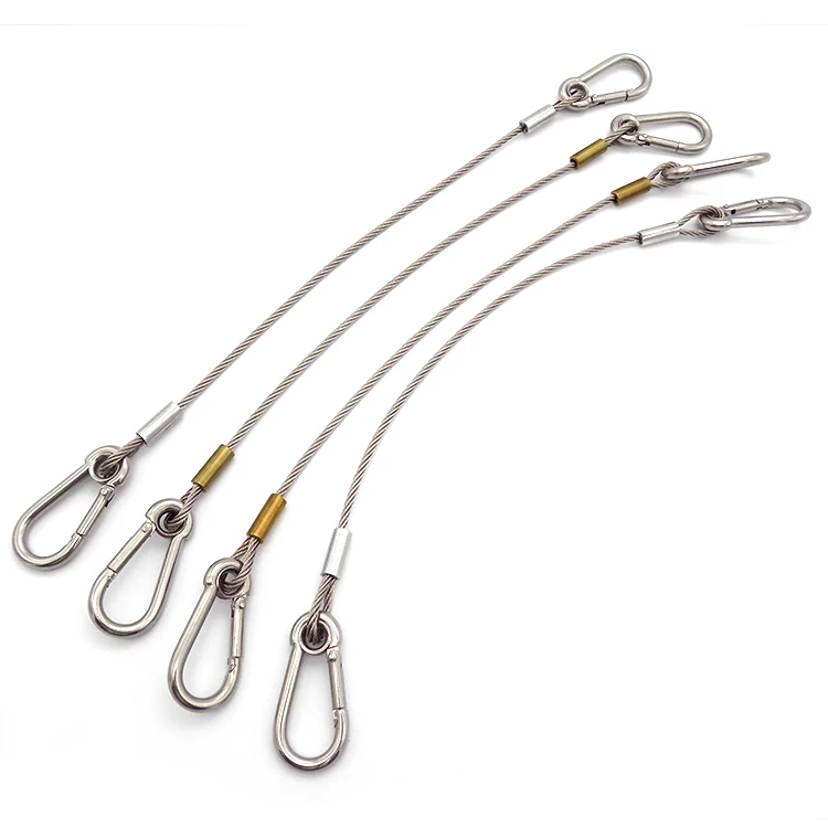 6.0mm Nylon Coated Steel Cable Slings With Locking Carabiners For