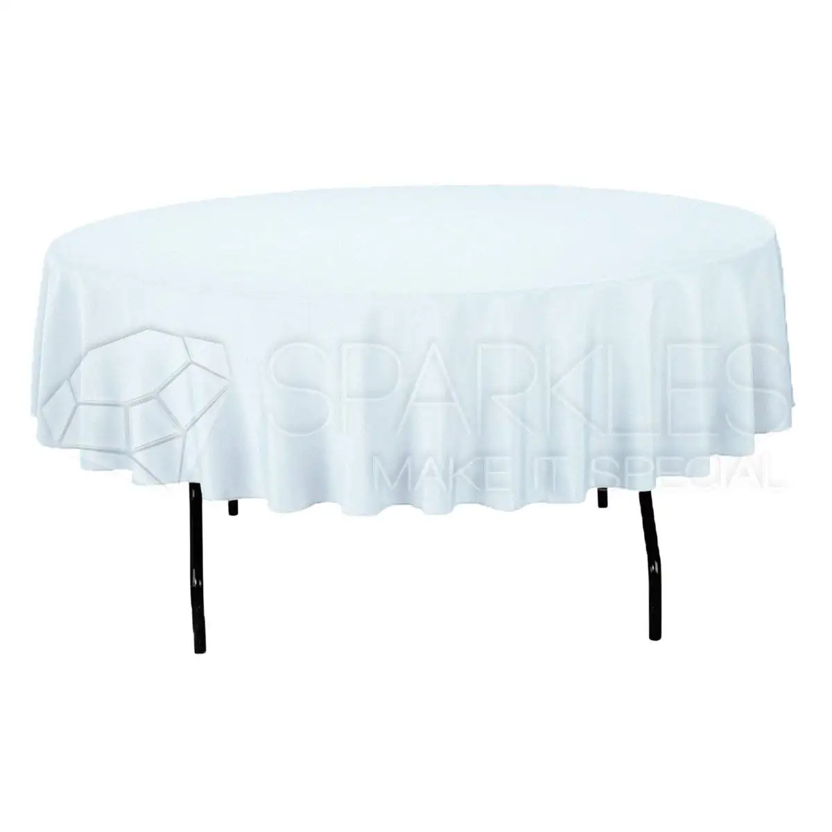 Sparkles Make It Special 10-pcs 90" Inch Round Polyester Cloth Fabric Linen Tablecloth - Wedding Reception Restaurant Banquet Party - Machine Washable - White