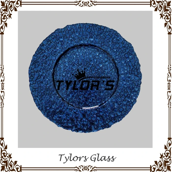 Cheap Navy Blue Mosaic Wedding Glass Charger Plates Buy Navy Blue