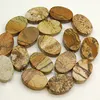 Natural picture jasper oval, flat stone beads for jewelry making