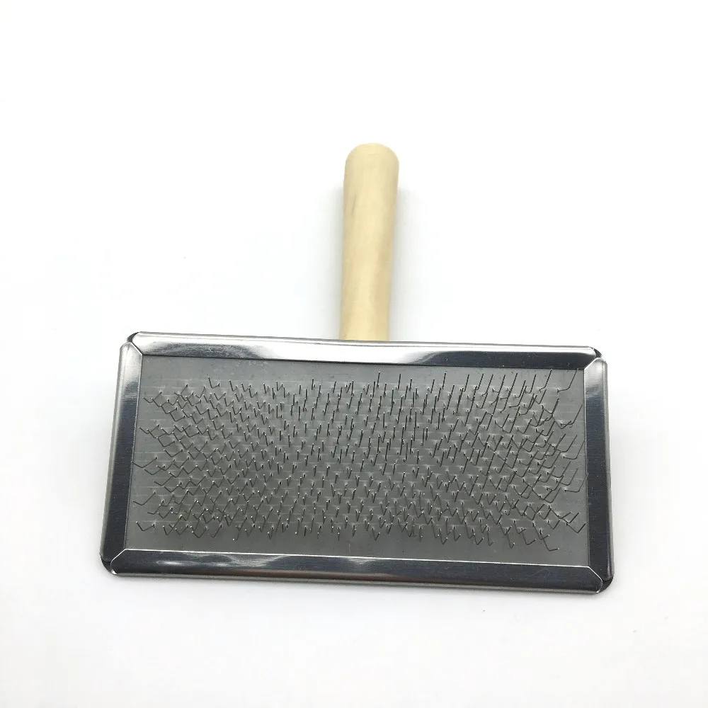 Big Size Wooden Handle Dog Pet Animal Soft Teeth Slicker Brush With