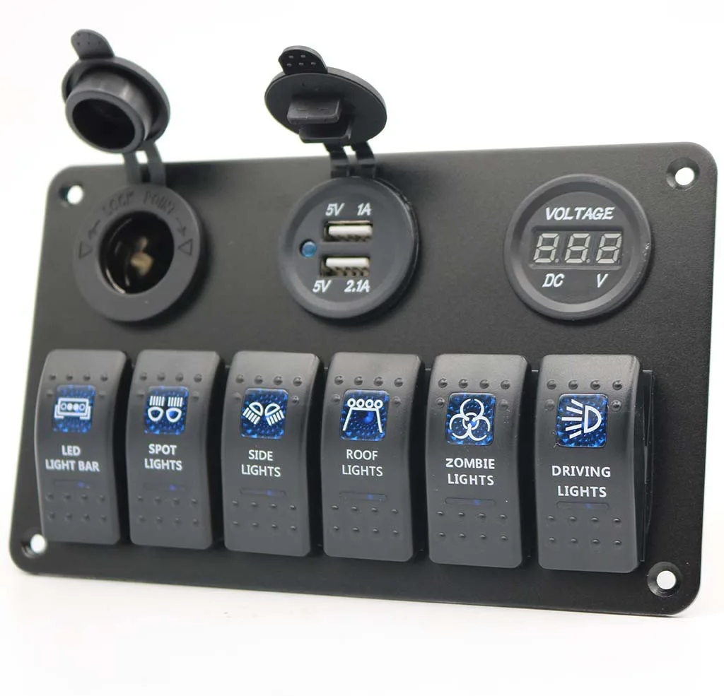 Auto Car Marine 12v 5 Gang Switch Panel With Circuit Breaker Usb ...