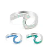 CAOSHI 2019 Unique Silver Filled Design Blue Ocean Wire Ring Wedding Jewelry Fire Opal Wave Rings for Women