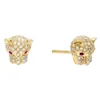 high quality factory customize micro pave cz cool animal leopard stud earring