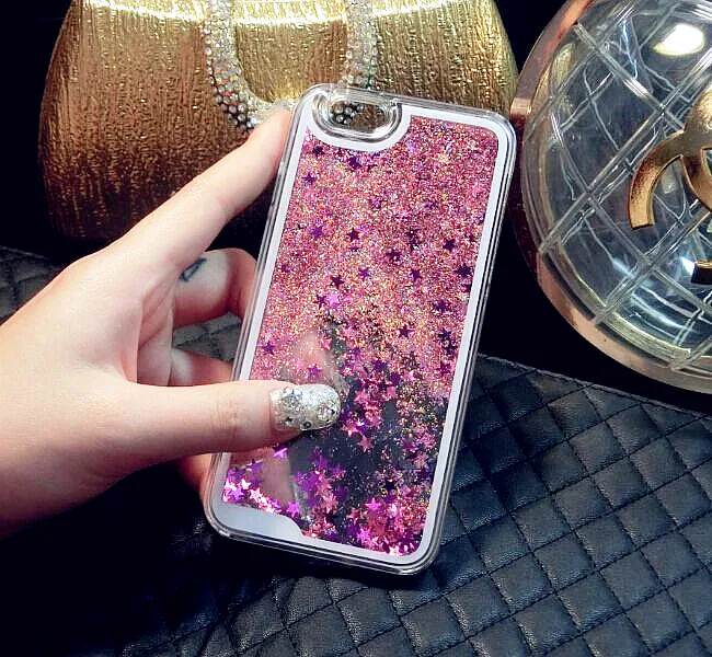Creative Bling Star Liquid Quicksand Phone Case For iphone 5s/5 PC Material Mobile Covers