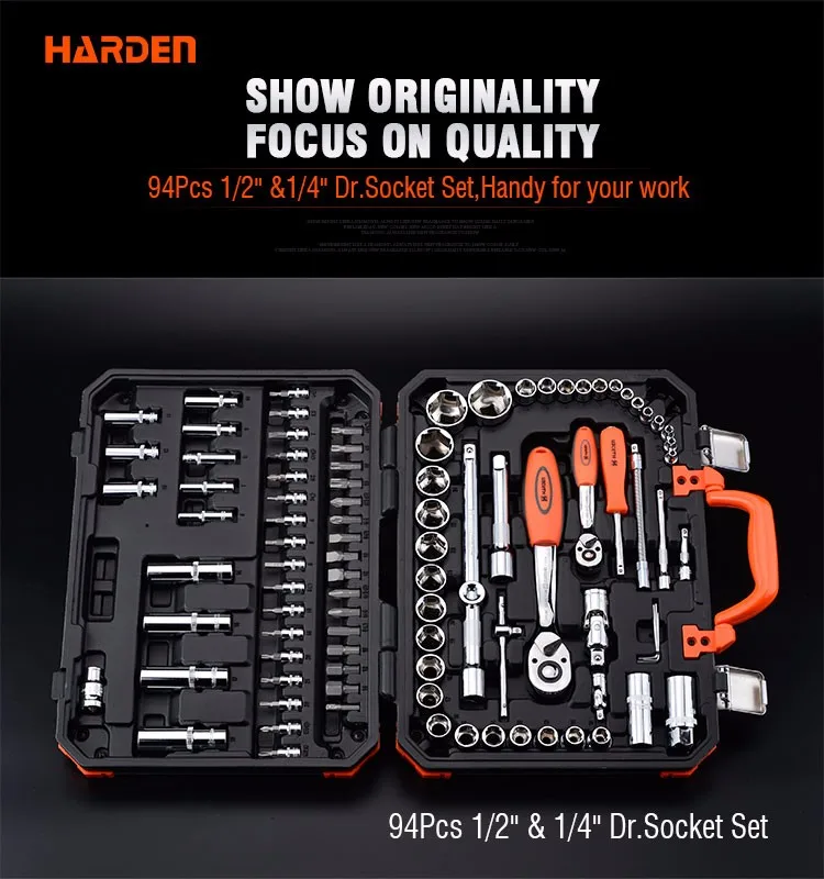 harden tools vanadium chrome 94pcs socket dr professional tool hand h8
