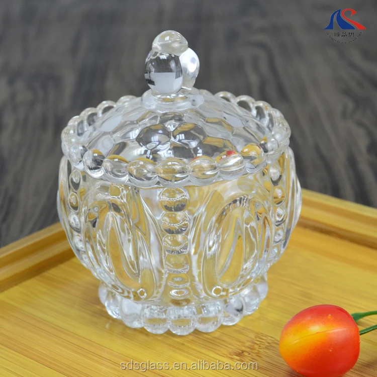 Mini Small Crystal Glass Candy Jar Storage Glass Sugar Bowl With Lid