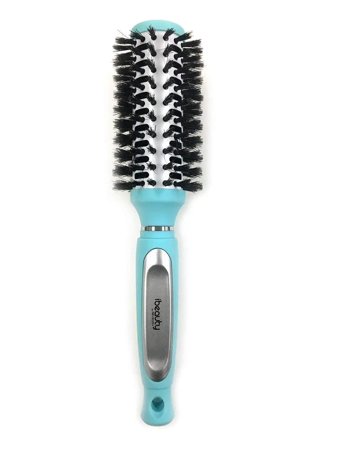 iBeauty 35mm Synthetic Bristle Detangling Styling Round Barrel Curling Vent Hair Brush Blow Drying, Straightening Silver ( 2091 Blue)