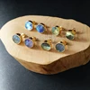 WT-E151 Fashion lovely 10mm sparkly natural labradorite studs with gold trim