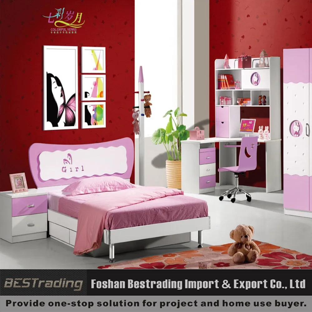 Rose enfants ensemble de lit filles moderne mobilier de chambre ...