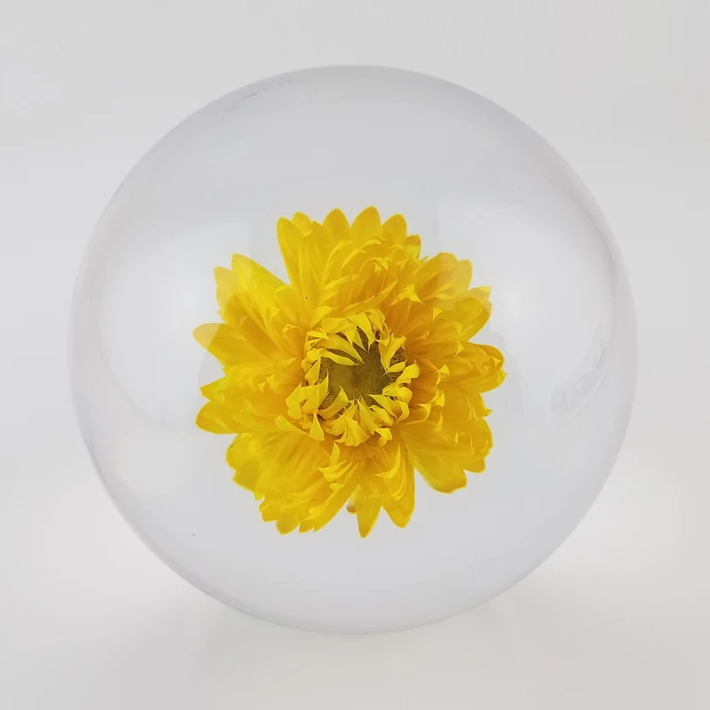 4 Inch Transparent Clear Resin Ball With Dry Flowers/plants/leaf