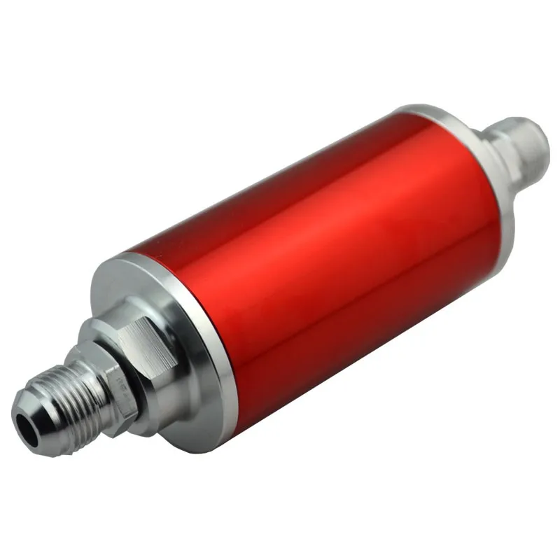 Red Silver Aluminum With 6an 8an 10an Fittings Fuel Filter 100 Micron