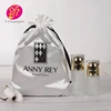 2019 hot sale large white satin silk drawstring dust pouch with custom logo for girl
