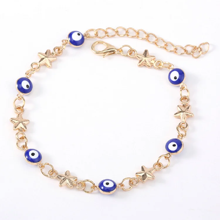 2018 Turkish Evil Eyes Bead Star Friendship Gold Bracelet For Women ...