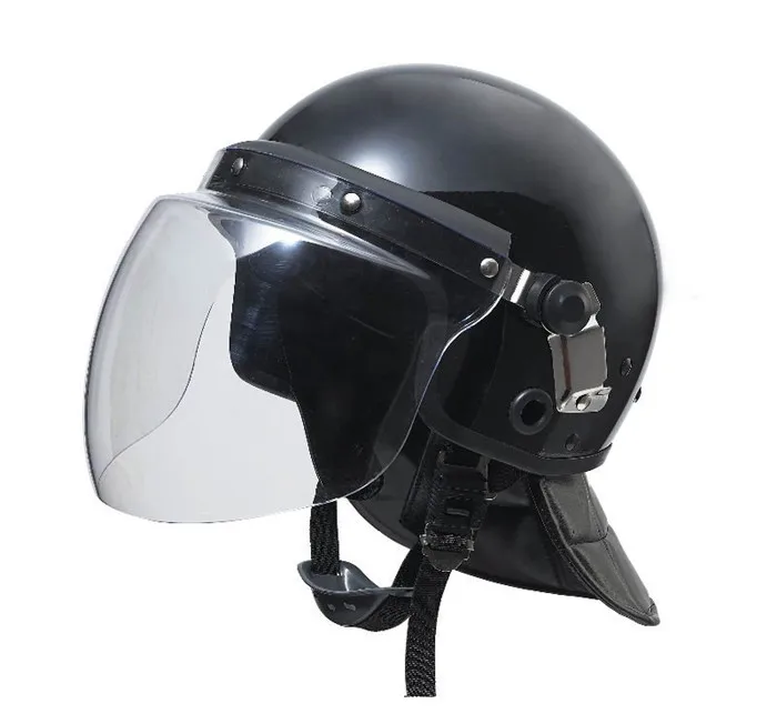 Anti Riot Police Helmet With Face Shield Black And Neck Protector - Buy ...